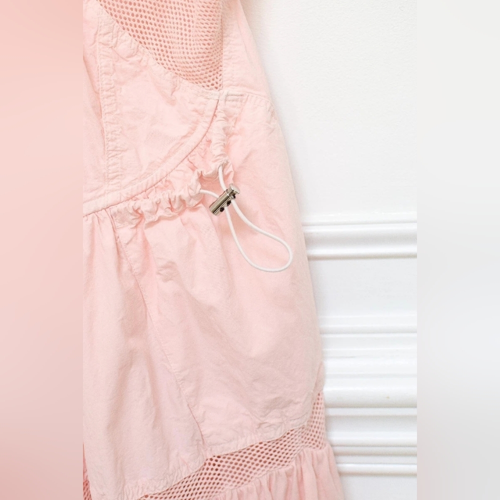 Anthropologie Daily Practice Hill Up Tiered Drop Waist Mesh Dress Pink Size XS - Picture 12 of 14